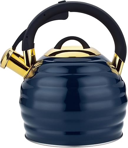 Miniatura 11 de Tetera de Té para Estufa Superior con Silbato, Tetera de 3.2 Quarts de Acero Inoxidable con Asa Ergonómica Resistente al Calor Negro
