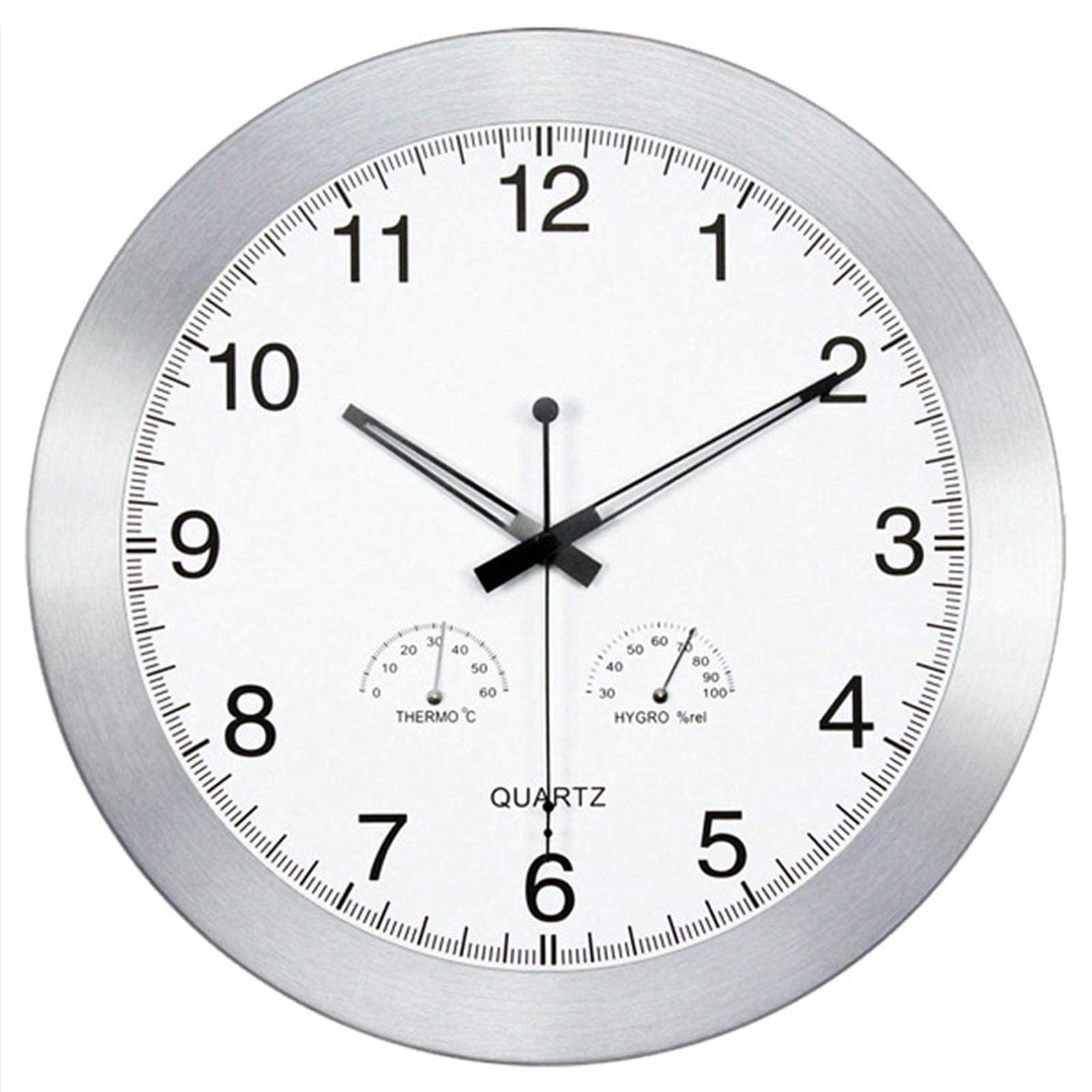 Zegary ogrodowe na zewnątrz wodoodporne, 35 cm aluminiowa skorupa zegary zewnętrzne do ogrodu montowane na ścianie z termometrem higrometrem cichy zegar kwarcowy zegar zewnętrzny zegar