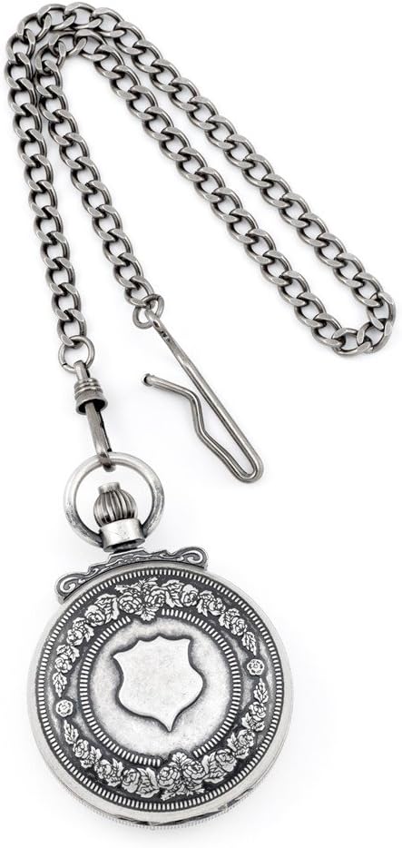 Sonia Jewels Charles Hubert Antique Chrome Finish Skeleton Pocket Watch 14.5"