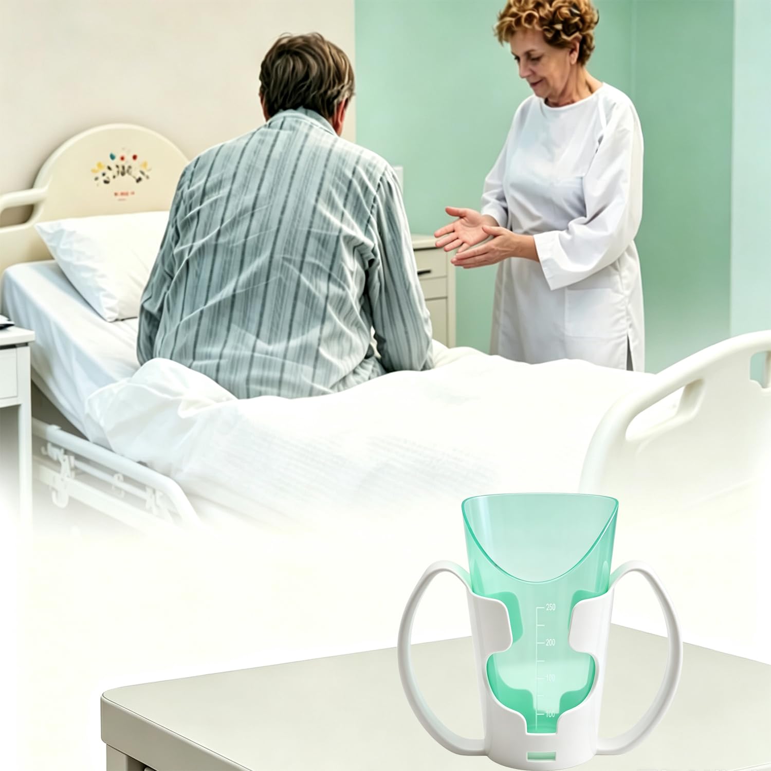 Vaso de Cuidados, Vaso Auxiliar de Cuidados, Taza con Soporte Para Postoperatorio, Adecuado Para la Rehabilitación y El Reposo, Así Como Para Personas Con Discapacidad y De Edad Avanzada