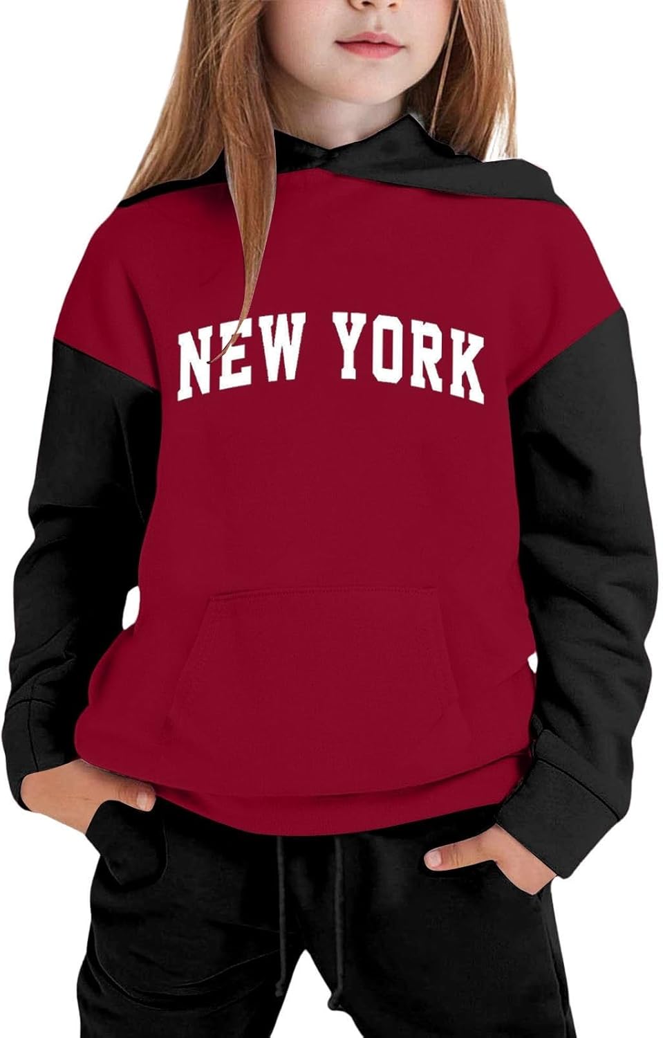 New York 2 Piece Outfits for Girls Kids Hoodie Fall Going Out Toddler Sweatsuits Sets Checkered Casual Long Sleeve
