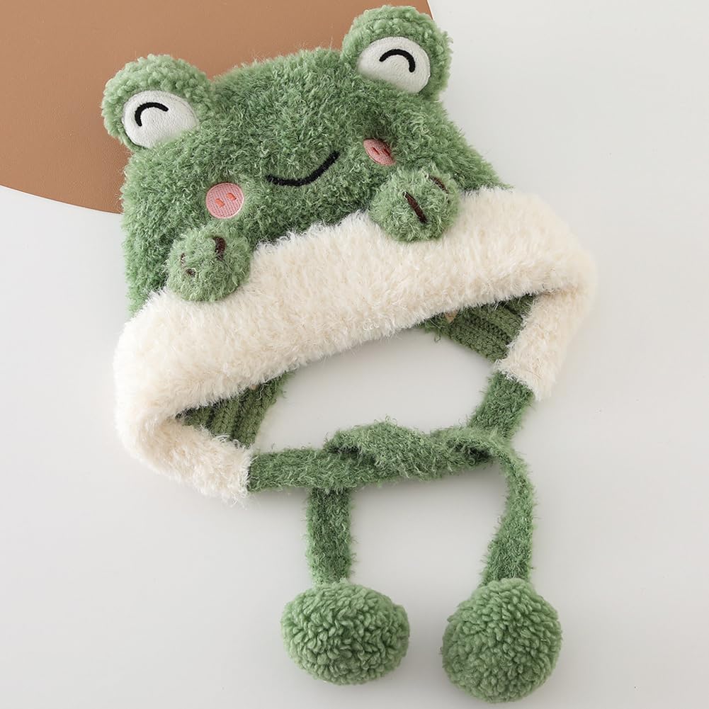 Knit Hats Winter Fleece Lining Skiing Winter Caps for Boys Girls Cute Animal Character with Warm Ear Flap