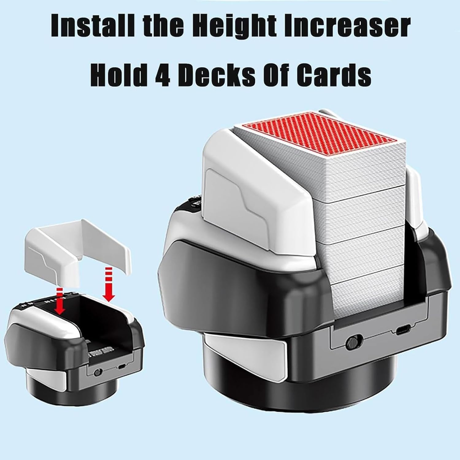 Barajador automático de cartas y distribuidor con rotación de 360°, capacidad de 4 barajas para 8 jugadores, ideal para juegos de póquer, blackjack y puente