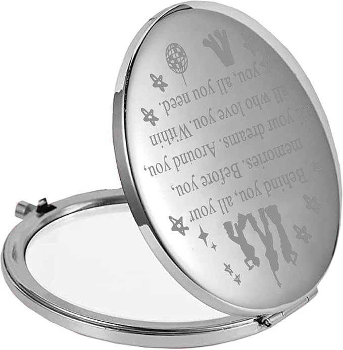 Espejo compacto musical FEELMEM con frase inspiradora redondo miniatura 5