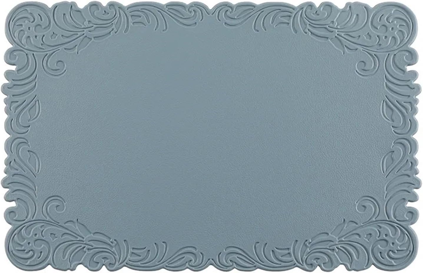 Embossed Pink Gift Placemats Cafe Bar Cleaning Washable Faux Leather Place Mat Indoor Outdoor Wedding Table Mats Decor(DFB Blue,4pcs 30x45cm)