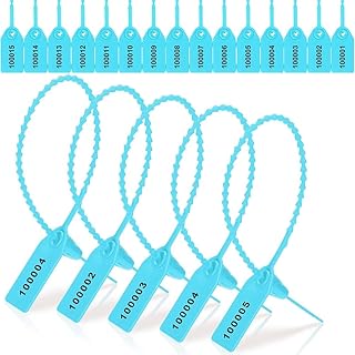 Deger 1000 etiquetas de plástico para precintar, etiquetas de seguridad, etiquetas de seguridad numeradas, color azul , fáciles de instalar, fáciles de usar