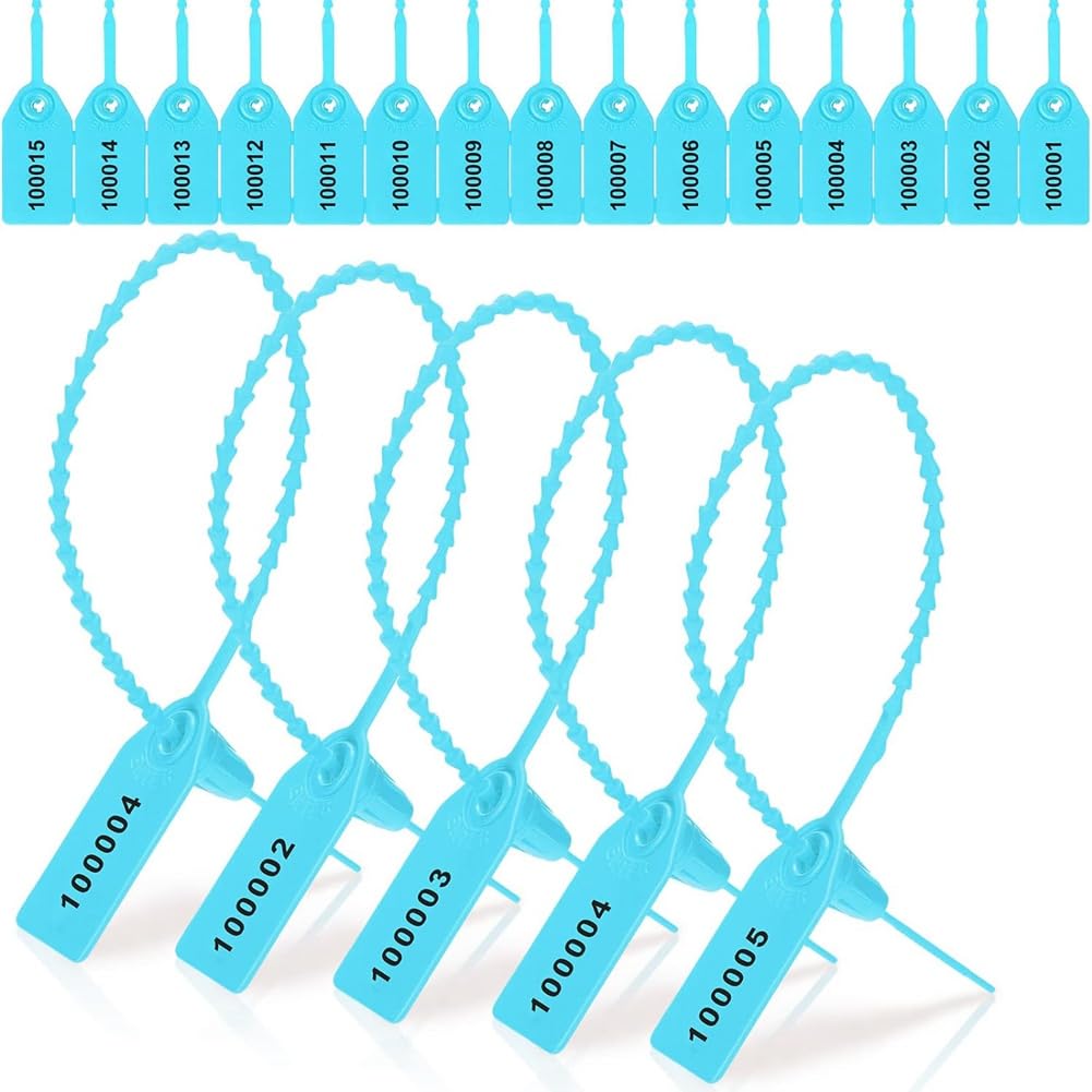 Etichette di sicurezza a prova di manomissione, Sigilli antimanomissione in plastica Fascette numerate Multicolor 1000(Light Blue)