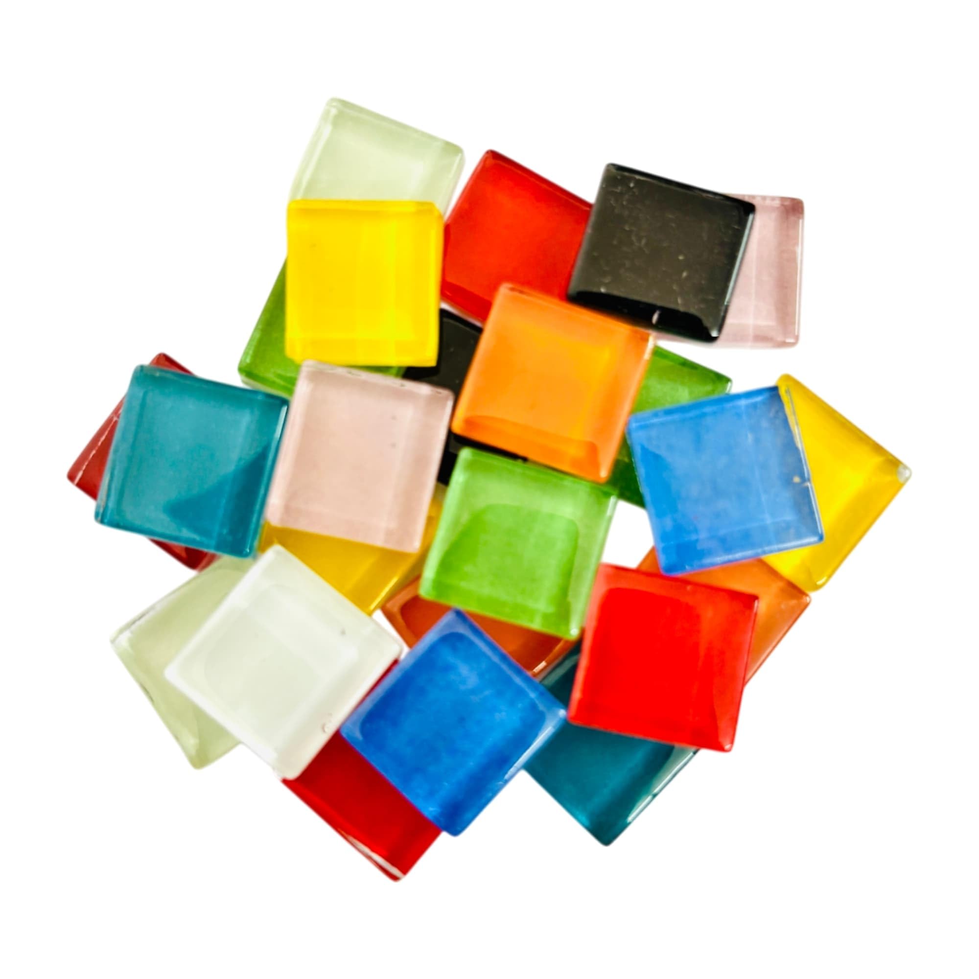 CRAFT BASKET® Assorted Colours Glass Mosaic Tiles (20 Variations) (All Packs: 100 g,200 g,400 g,1 kg), DIY Mosaic Art, Decoration, Crystal Glass Mosaic Tiles (Glossy Square 15 x 15 mm, 100 g)-image-38