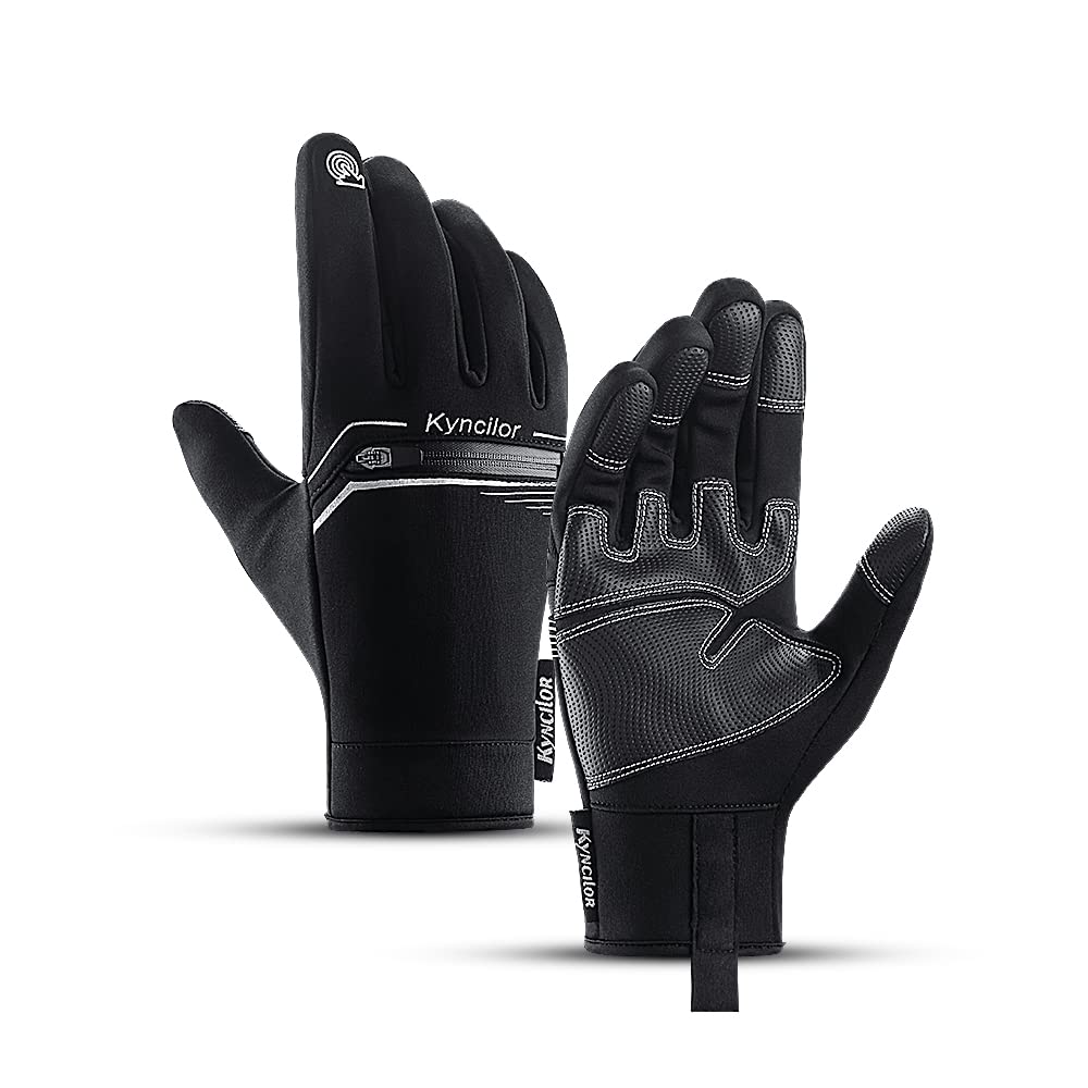 Kyncilor Winter Gloves Warm Gloves for Men Women Touchscreen Waterproof Pu Leather Anti-Slip Running Gloves for Driving Cycling Working Hiking Skating