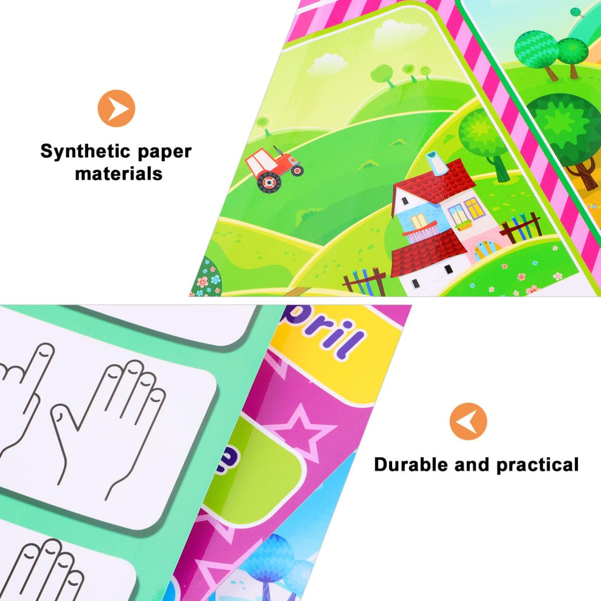 HANABASS Affiche 14pcs Éducative en Papier Synthétique Préscolaire Autocollante Stimule la Créativité des Garçon et Filles en Anglais pour Chambre de ou Crèche