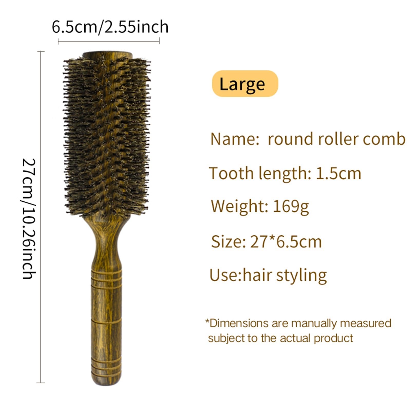 Spazzola Rotonda Spazzola for capelli tonda in setola | Pettine for lo styling for donne e uomini, parrucchiere, parrucchiere, in legno(L)