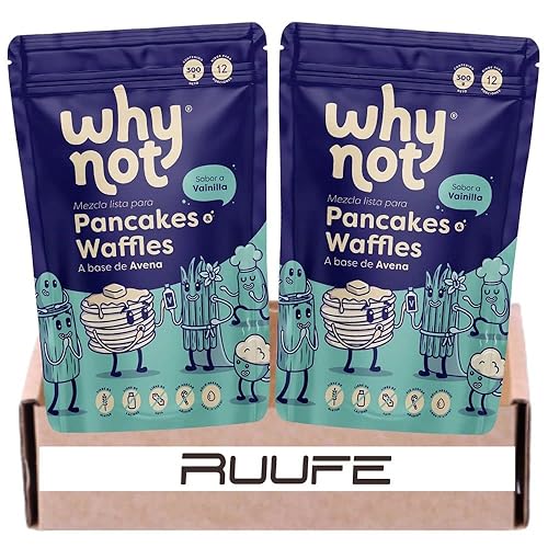 Miniatura 1 de Mezcla de gofres a base de almendras Why Not Pancakes (paquete de 2) con sabor a vainilla, sin gluten y sin azúcar añadido, funciona con waflera -
