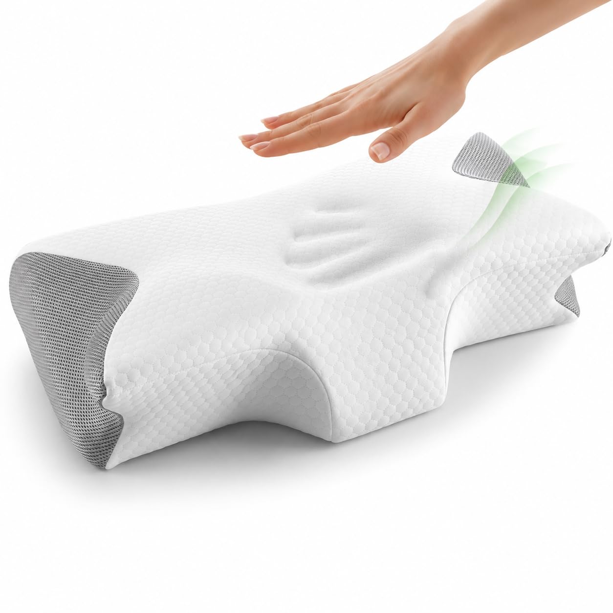 InnovaGoods® Almohada Cervical Viscoelástica Ergonómica para Cervicales y Cuello, Almohada Ortopédica Memory Foam, Funda Lavable 62x36x14 cm