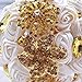Abbie Home Advanced Customization Romantic Bride Wedding Holding Toss Bouquet Creamy White Rose Brooch with Pearls and Rhinestone Decorative brooches Accessories-Multi Color (336WG)