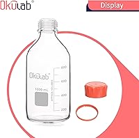 Vista 7 de Botellas redondas de almacenamiento de medios de 33.8 fl oz (34 onzas), vidrio de borosilicato 3.3, con tapones de rosca GL45 en material PP