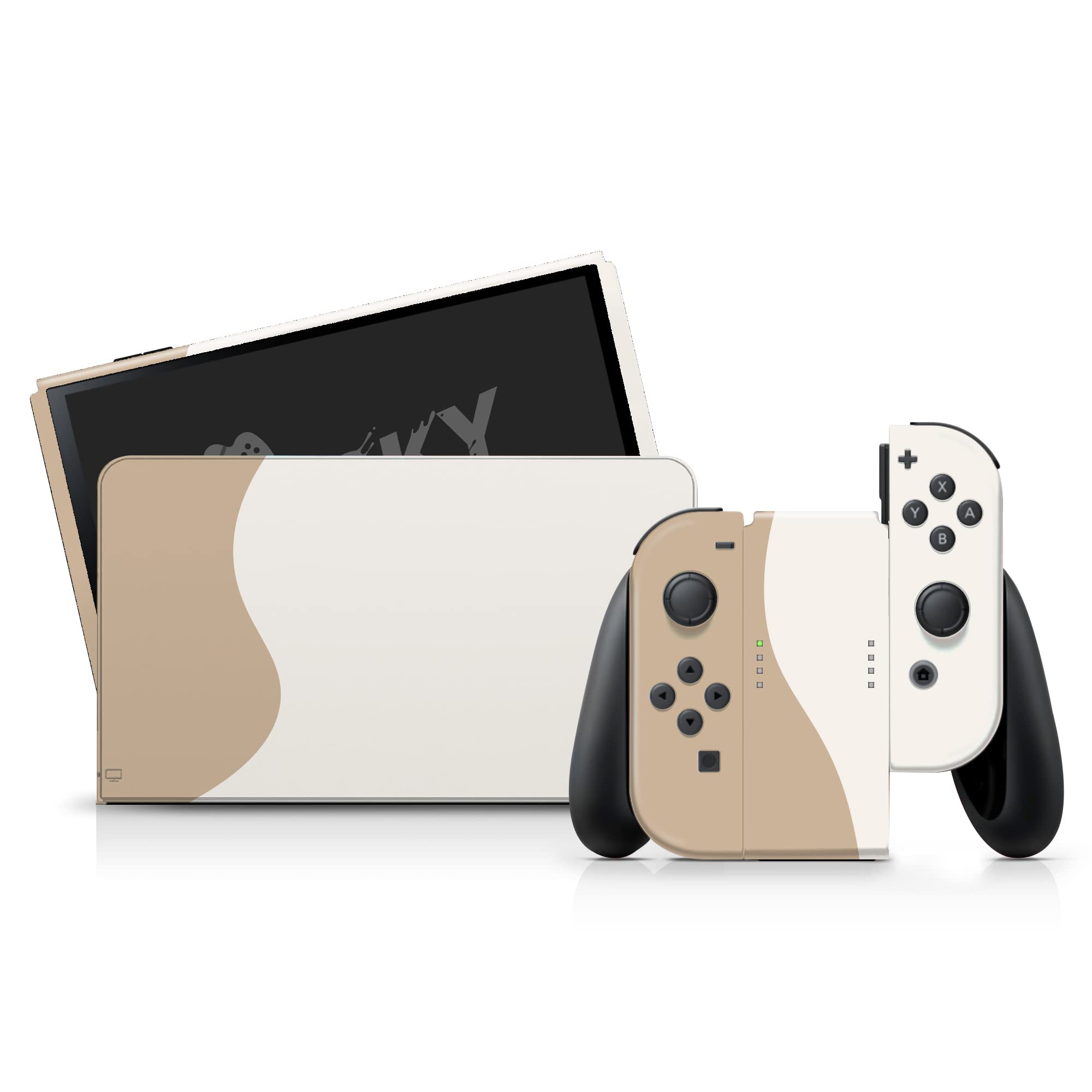 Tacky Design Pelle Colorwave beige per Nintendo Switch OLED Skin - Vinile 3M blocco colore Nintendo Switch OLED Set adesivi - Switch OLED Skin per Console, Dock, Joy Con - Decal Full Wrap
