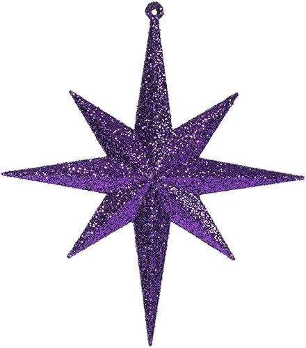 Vista 36 de Vickerman Adorno de Navidad de estrella de Belén con purpurina iridiscente de oro rosa de 8 pulgadas, 4 por caja