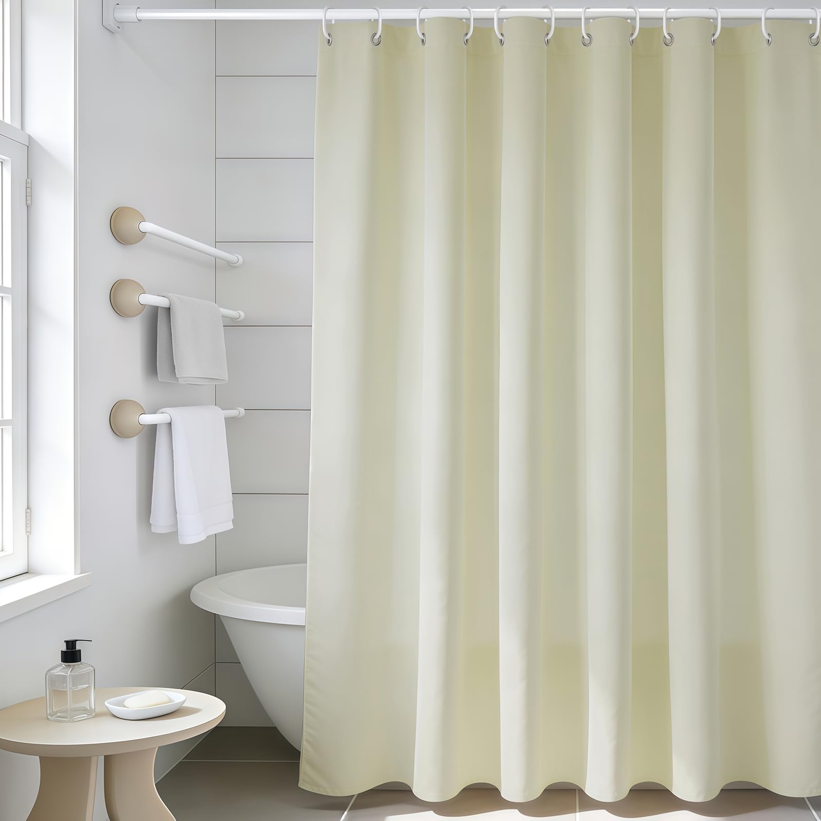 FAIRYGATE Shower Curtains for Bathroom Anti Mould Proof Resistant Waterproof Weighted Hem Resistant Washable 100% Polyester 12 Hooks (180 x 180 cm) B8822 — image 1