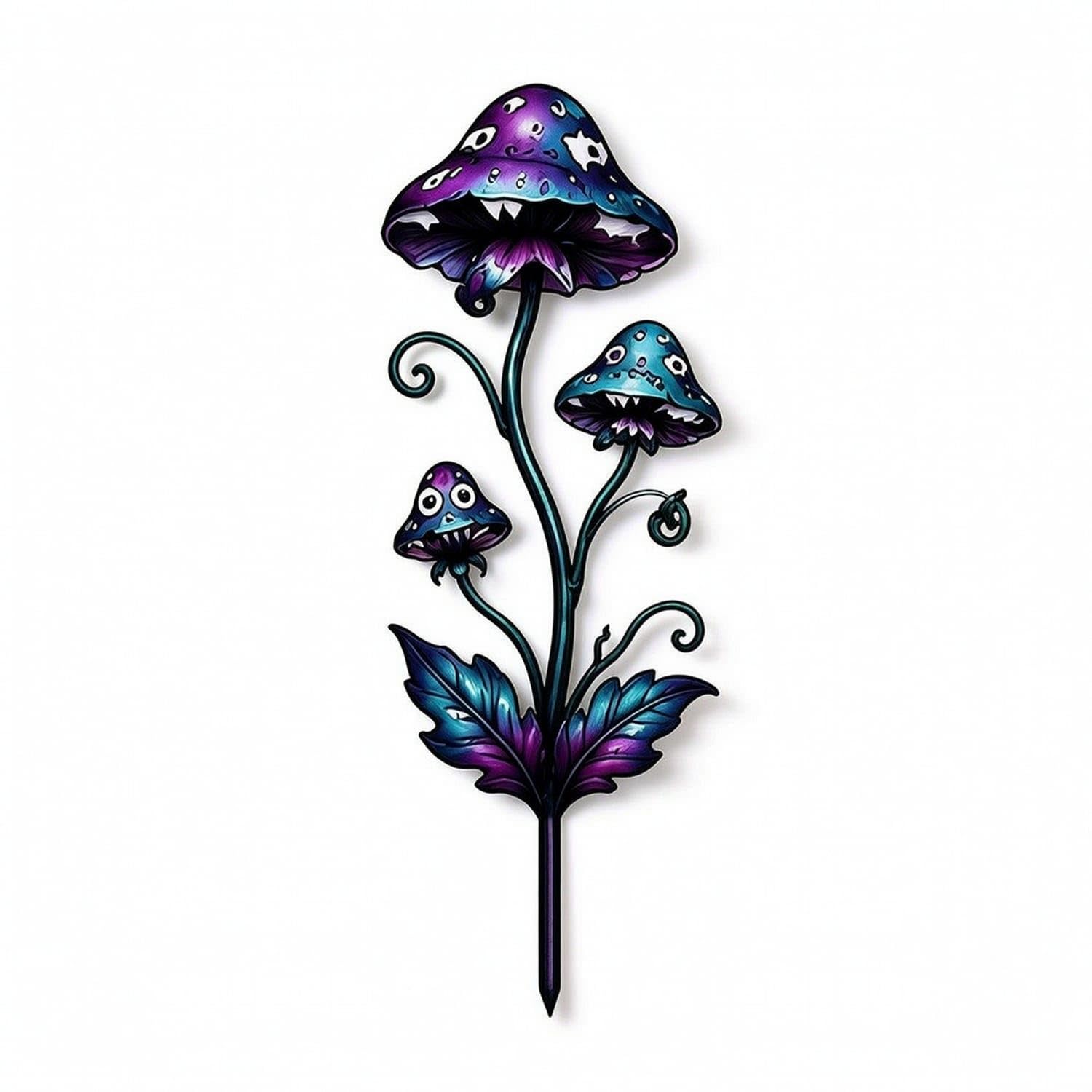 Whimsical Fungus Garden Ornament Multicolor Decorative Garden Stake Painted Fungus Lawn Ornament Compact for Gardeners, Homeowners,Planters, Flower Beds, Balcony Pots,Patios,Ghost Mushroom-image-46