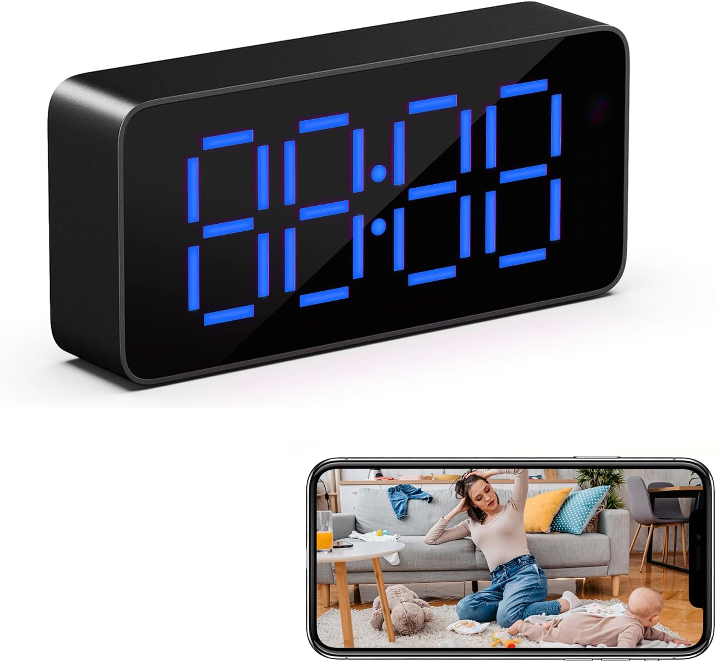 Hidden Digicam Clock 1080P HD Wi-fi Spy Digicam for Indoor Safety WiFi Nanny Cam with Movement Detection and Evening Imaginative and prescient