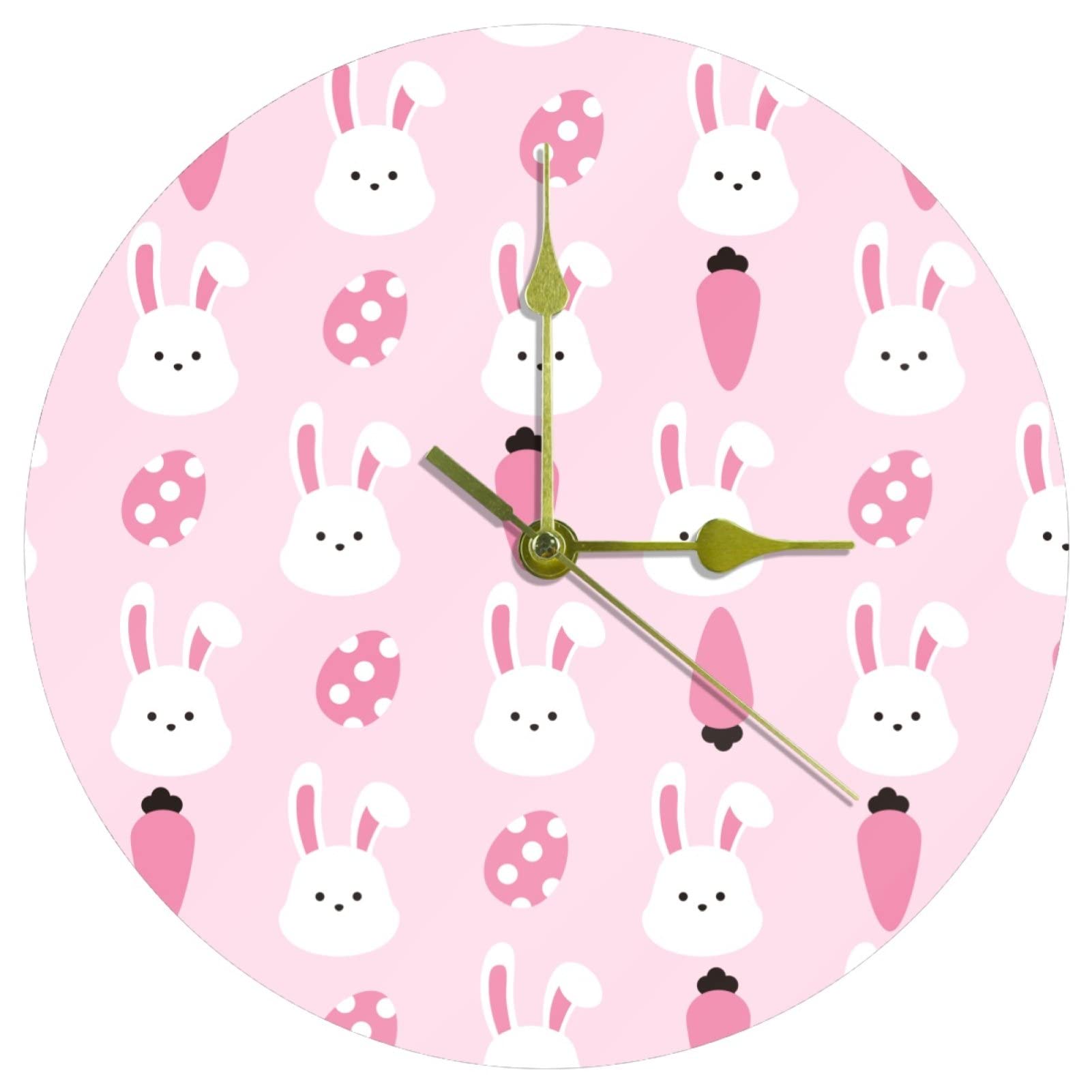 Horloge murale en acrylique de 24 cm silencieuse pour décorer le salon à Pâques