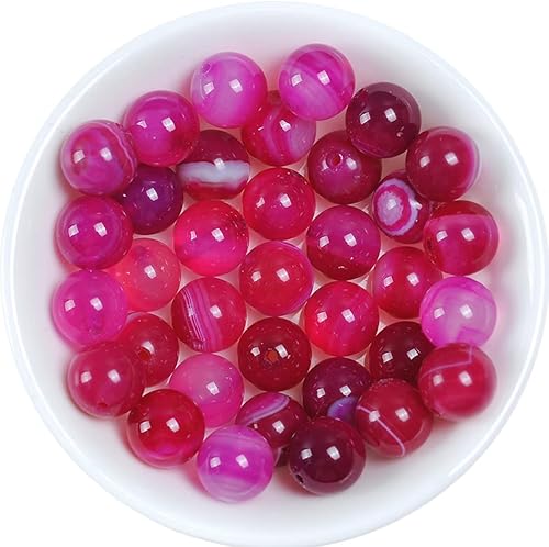 Miniatura 7 de 37 cuentas de cristal natural de 0.394 pulgadas (0.394 in) con rayas negras, piedras preciosas redondas sueltas de energía curativa para pulseras,