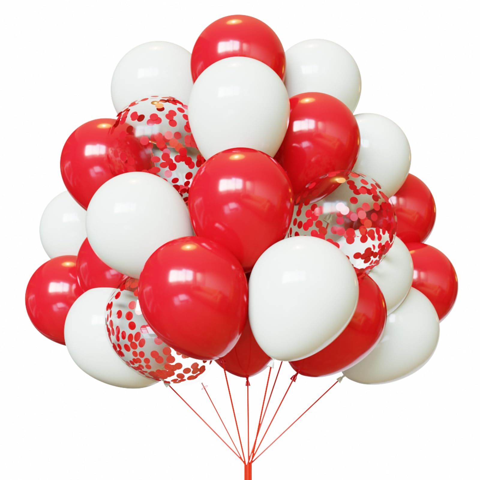 Red and White Balloons, 67pcs 12 Inch Red Confetti Balloon and White Balloons for Mother's Day, Valentine's Day, Birthday, Wedding, Christmas Party Decorations — image 1