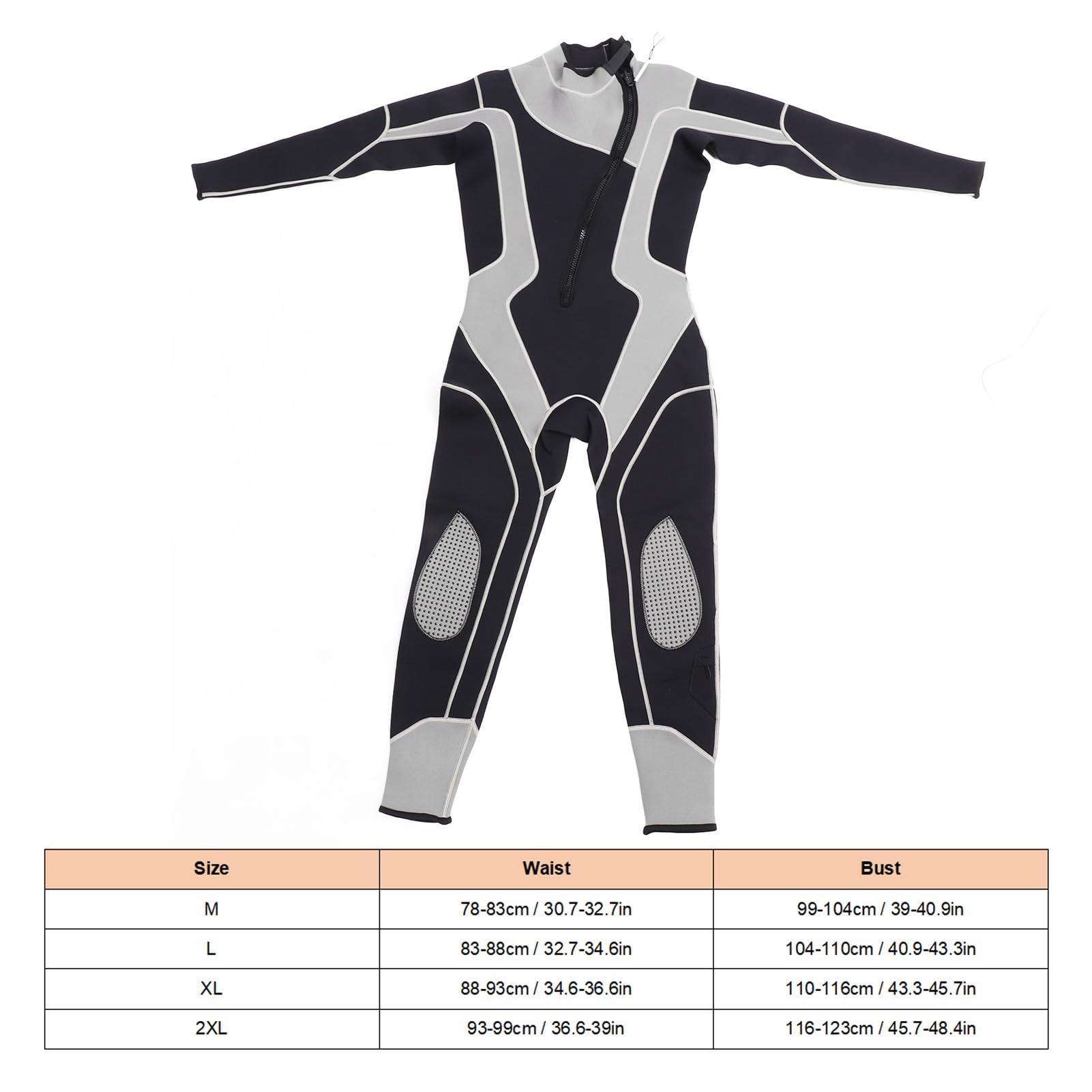 Traje de Buceo de Cuerpo Completo, Rodilleras, Neopreno Ligero, Bloque de Color, Traje de Neopreno de una Pieza, Cremallera Frontal Transpirable para Surfear
