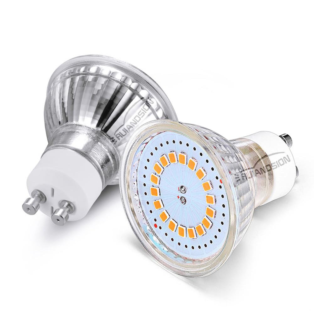 Ruiandsion GU10 LED Light Bulbs 85-265V Warm White 4W LED Bulb, 50W Halogen Equivalent, 2835 18SMD 400 Lumens LED Bulb for Spotlight Recessed Track Lighting, Non-Dimmable - Pack of 2