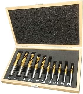 MH GLOBAL Set of 10 Pieces HSS End Mill Set and 2 Flute Tin Coated with Wooden Case