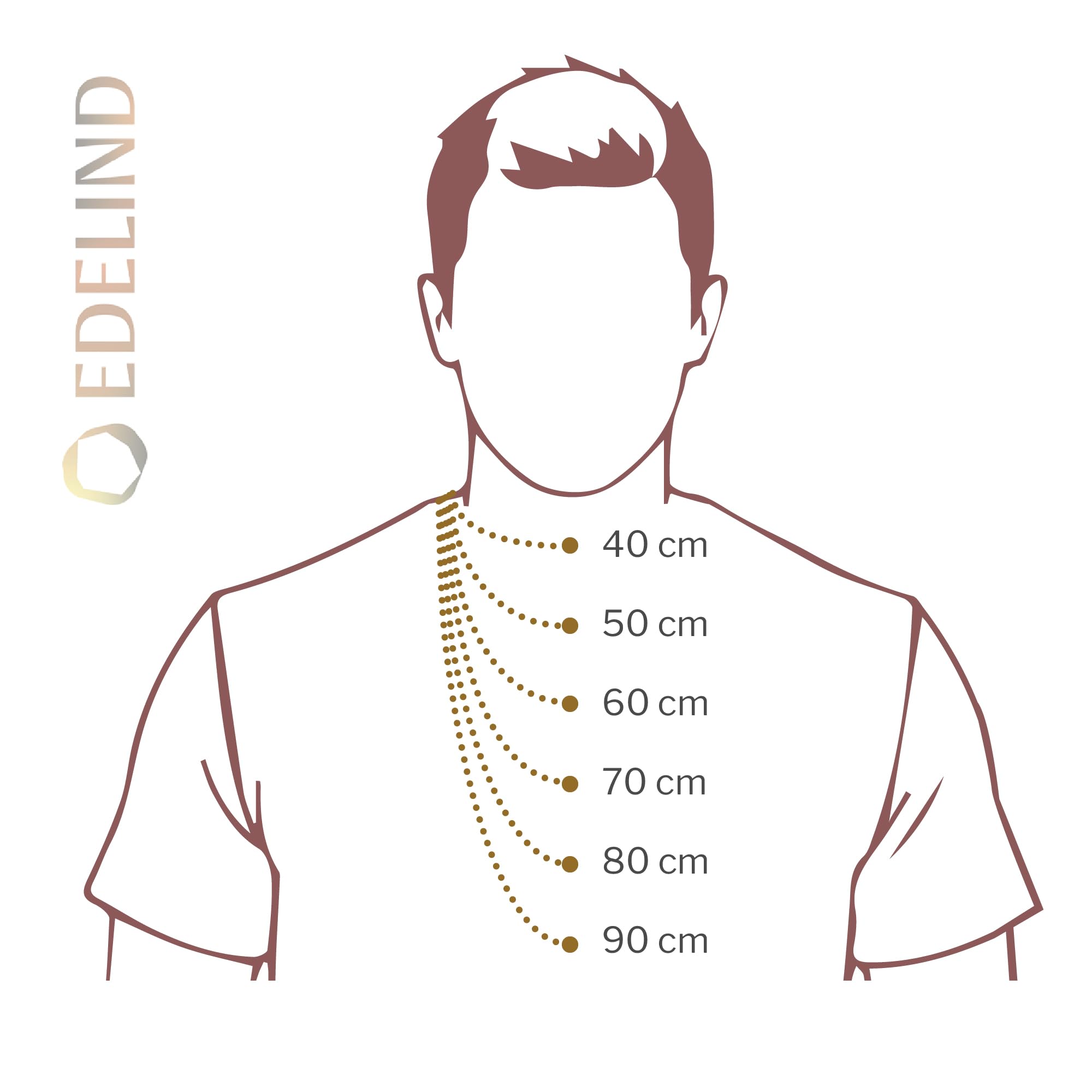 EDELIND Cadena bizantina de oro amarillo 333 585 o 750 de oro auténtico I Cadena de oro de 3,2 mm con sello I Collar Mujer Hombre I Joyas de Oro Mujer con Caja de Regalo