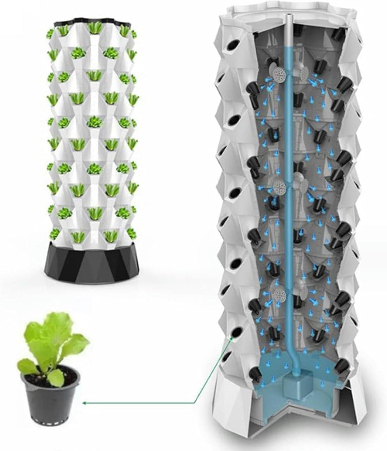 De Cultivo hidropónico Vertical Inteligente con riego automático - Torre de Cultivo hidropónico for Hierbas, Frutas y Verduras de Interior (1 Unidad)(8 Layers)