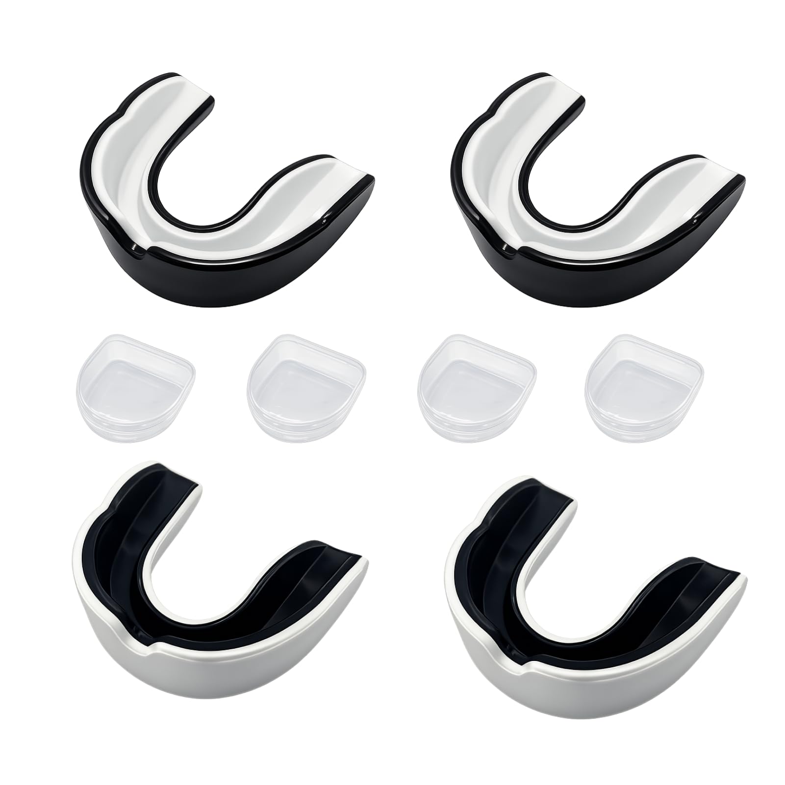 4 Pezzi Paradenti Sport per Adulti, Protezione Denti Boxe e Arti Marziali, Mouth Guard con Custodia, Paradenti Sportivo per MMA Rugby Hockey Allenamento