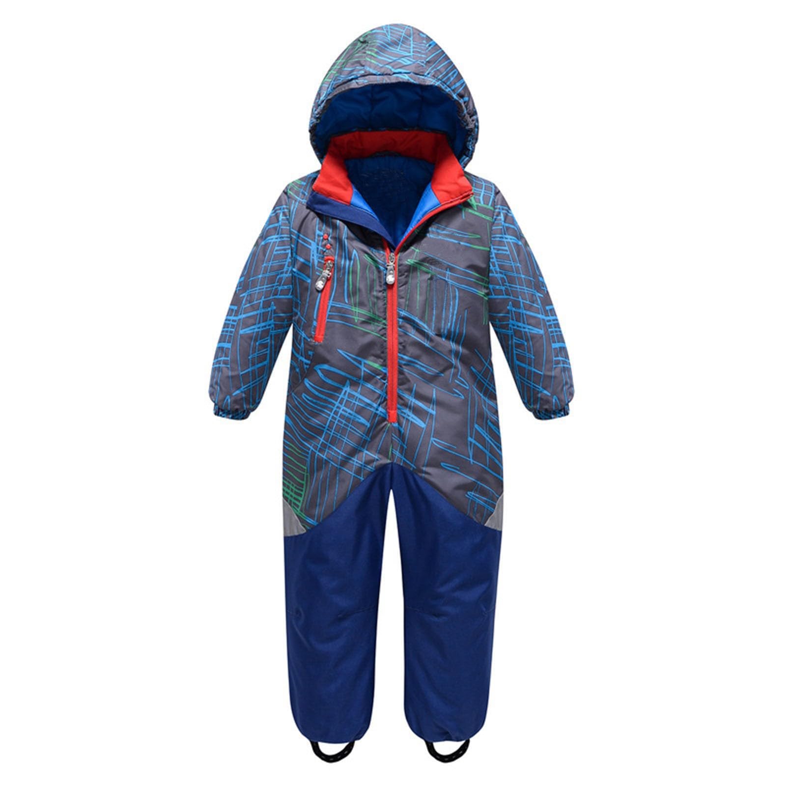 RNTOP Toddler Baby Snowsuit Boys Girls Warm Winter Coat Insulated Lined Hooded Jumpsuit Overalls Ski (Blue, 2-3 Years)