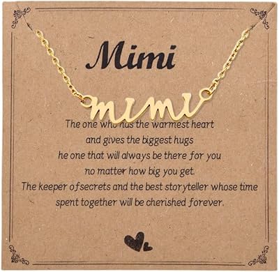 Mimi Necklace Gifts for Grandmother Grandma Birthday Mothers Day Gifts from Grandson Granddaughter Grandkids Mimi Loves You Gift Nana Gigi Gold Letter Necklace Gift for Women