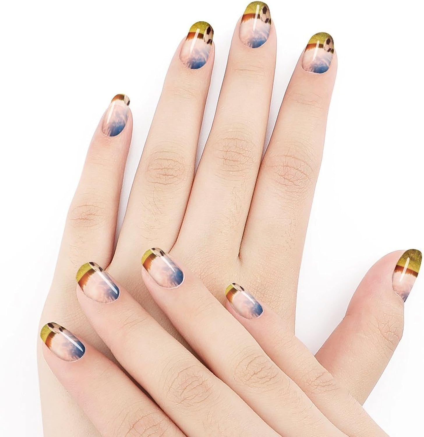 Soccer Ball on A FieldSummer Nail Stickers Nail Strips | Nail Art Stickers of 10 sets with decorate fingernails,toenails,artificial nails Full Cover Easy On-Off Non-Damaging
