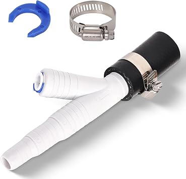 Compatible with WP164020 Dishwasher Drain Hose Adapter Air Gap Kit Reverse Osmosis Systems, 3/8" Quick Connect & 7/8" Barbed Coupler, Stainless Steel Hose Clamps