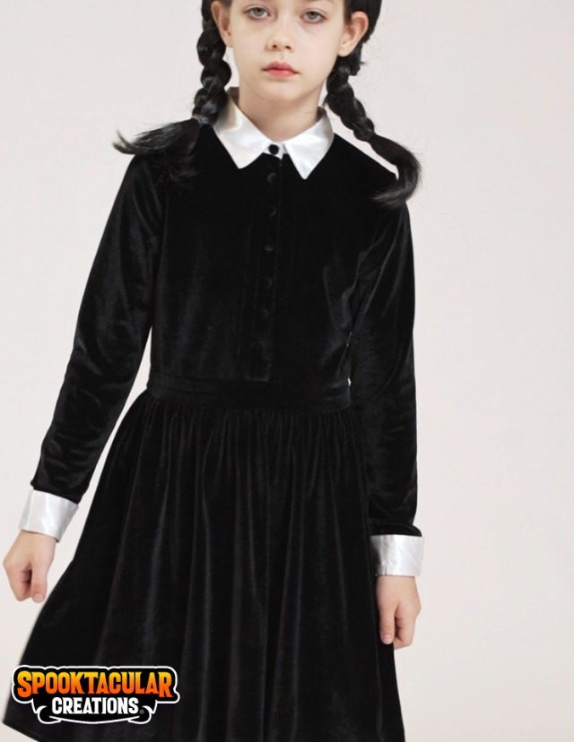Disfraz Negro de Niña con Collar y Peluca miniatura 7