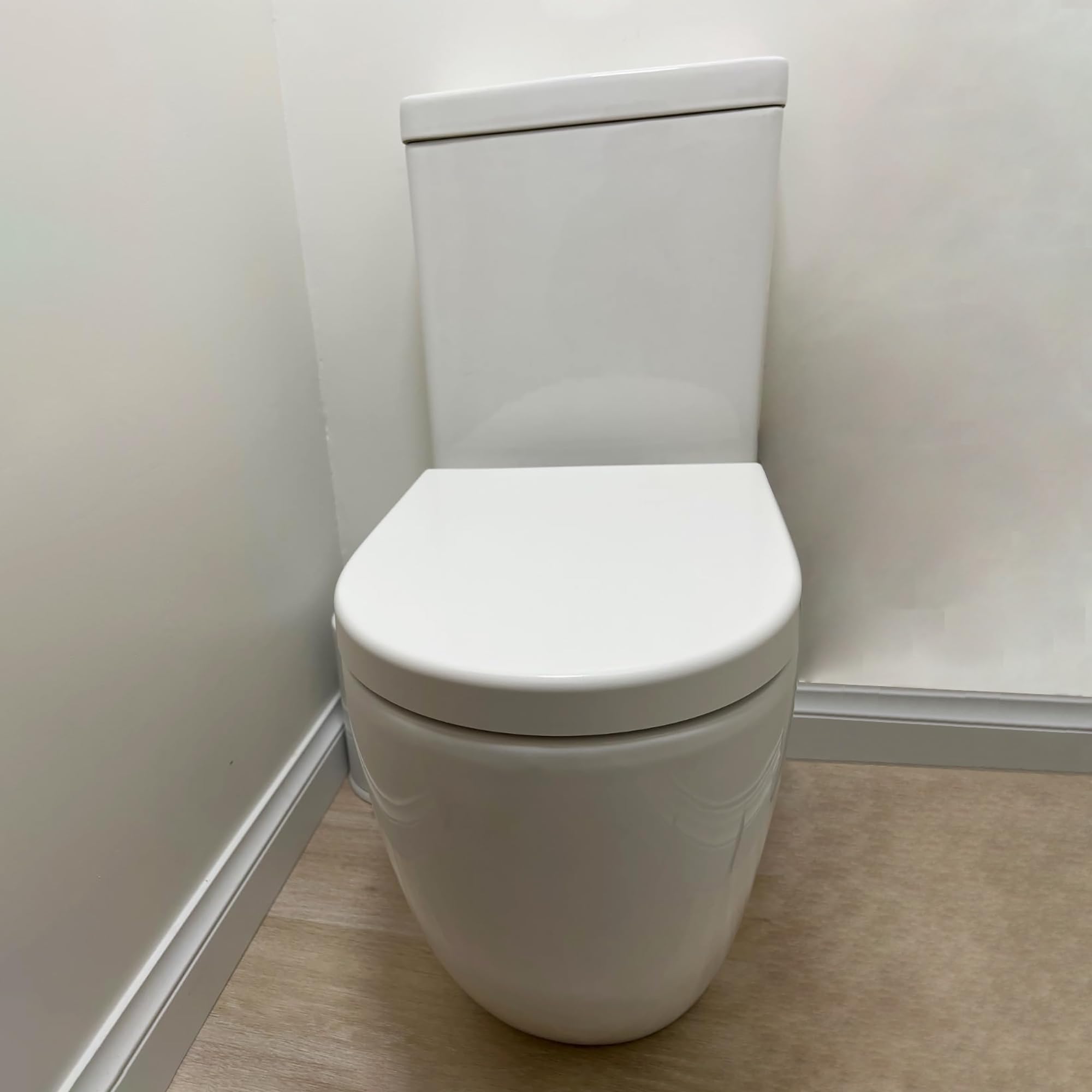 Back to Wall Toilet Close Coupled WC White Ceramic Soft Close Seat Modern Design Flush to Wall Concealed Pipe Work Tornado FLUSHWC