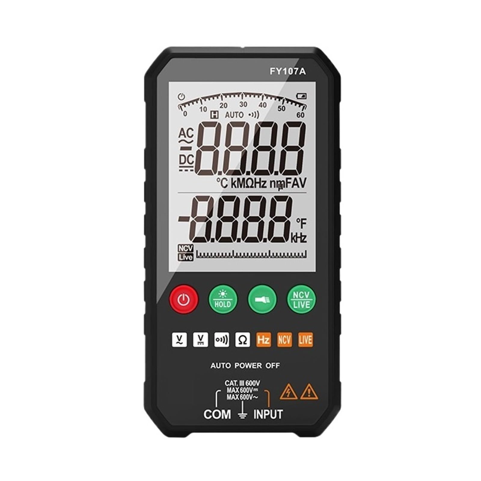 Profesjonalny, Precyzyjny 6000 Zliczeń 1000 V AC DC Multimetr Cyfrowy Ohm Hz NCV Live ℃ ΜF Duty Multimetro Woltomierz(FY107A)