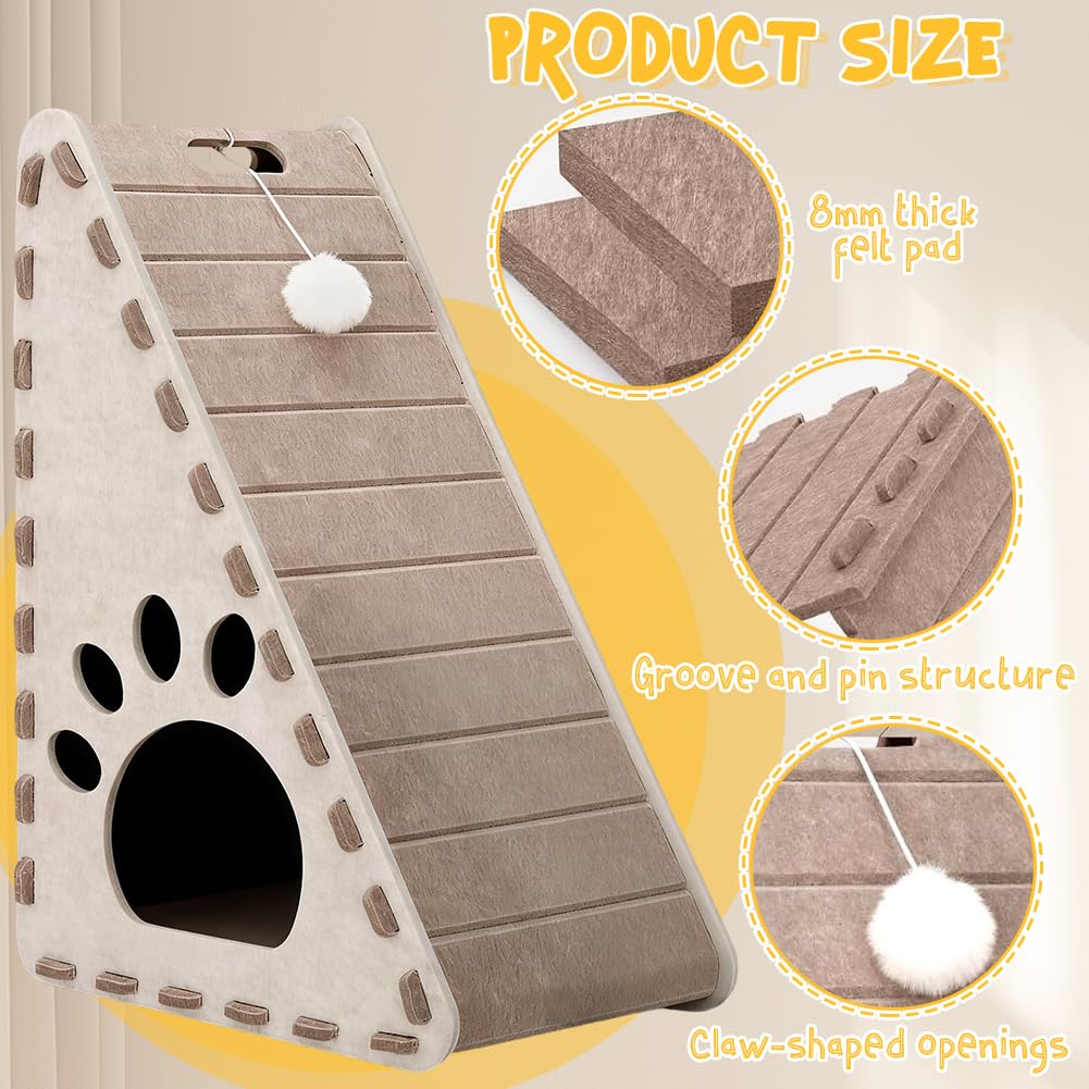 Katzen Kratz, 3-in-1 Kratzbrett, Filz Kratzbrett, Verschleißfest und Leicht zu Reinigen(Braun)