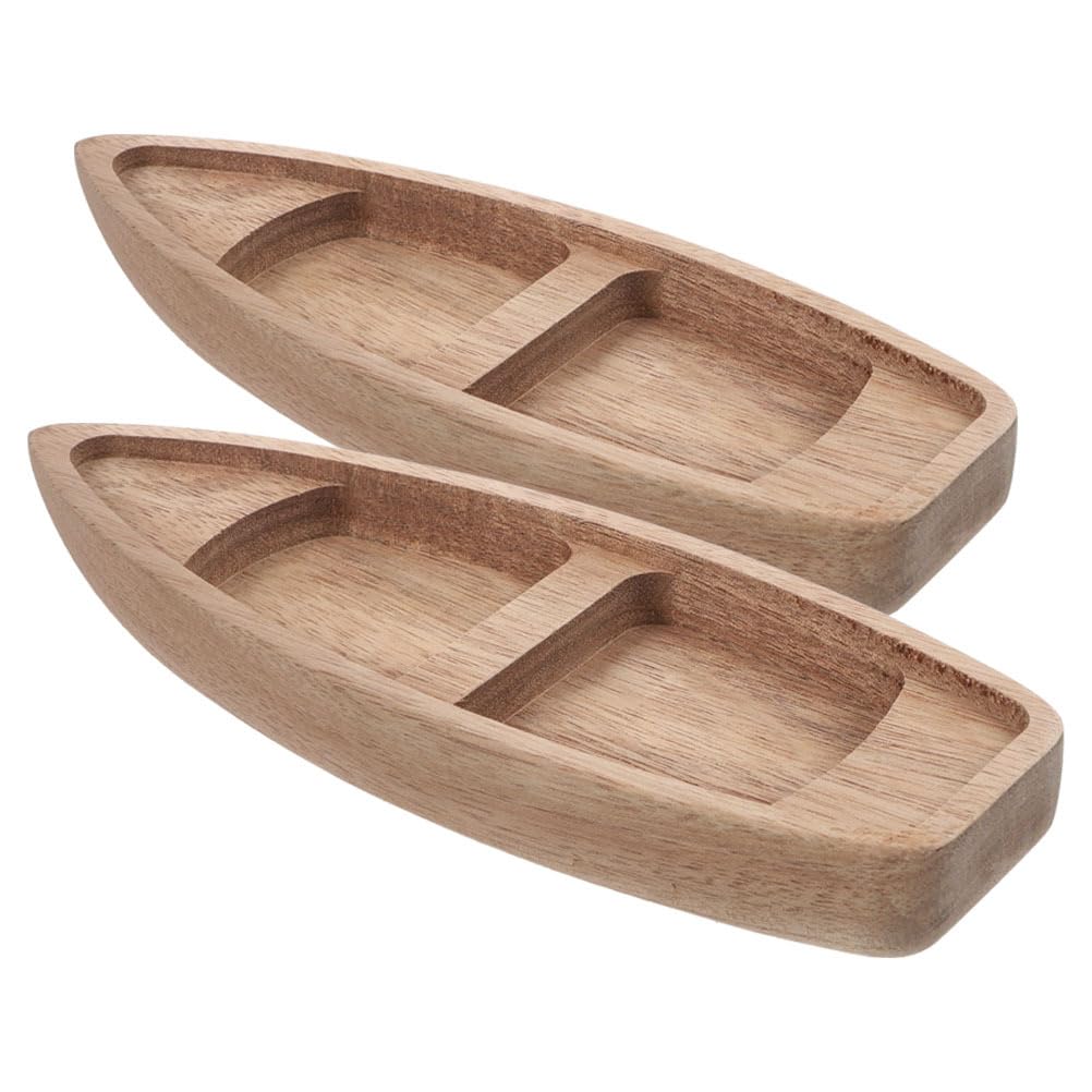 VOSAREA 2pcs Wooden Canoe Model Unfinished Miniature Wooden Boat Decor Rustic Decorative Boat Canoe Craft for Centerpiece Home Office DIY Project Supply