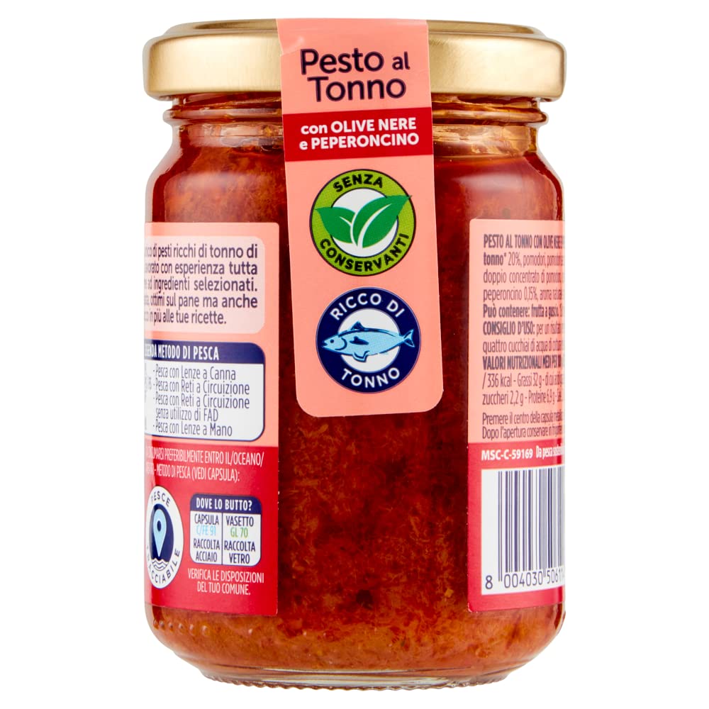 Rio Mare Pesto al Tonno con Olive Nere e Peperoncino pesto thon avec olives noires et piment 130 g