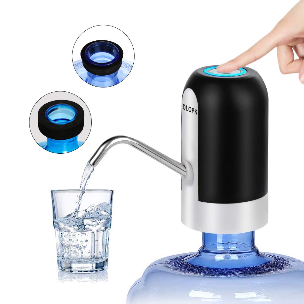 Distributeur d'eau en Bouteille, USB chargeant la Pompe à Eau Potable électrique Portable Commutateur de Bouteille d'eau Universelle de 5 gallons (Noir)