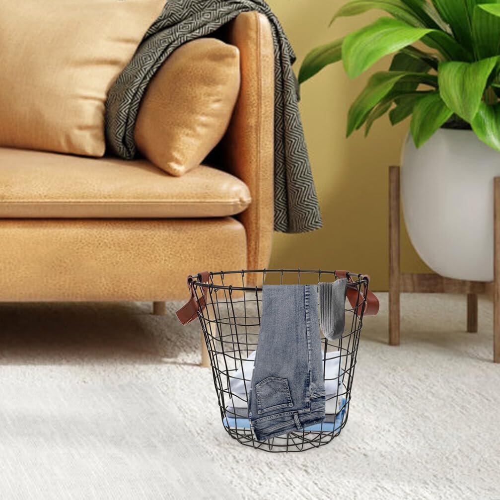 2pcs Metal Wire Storage Basket for Firewood Sturdy Logging Carrier with Handle Versatile Basket for Outdoor Use for Firewood Magazines Toys and More