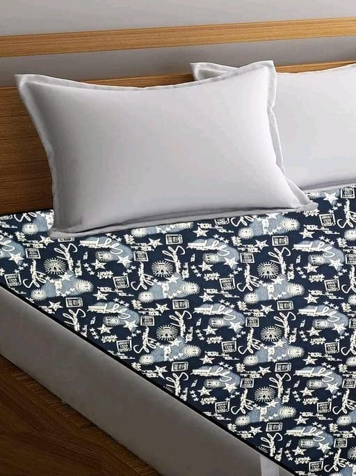 HomeStore-YEP 100% Waterproof Mattress Protector Cover with Elastic Strap for Baby, Double Bed (75x 72 inch, Color-Blue, Printed) 1