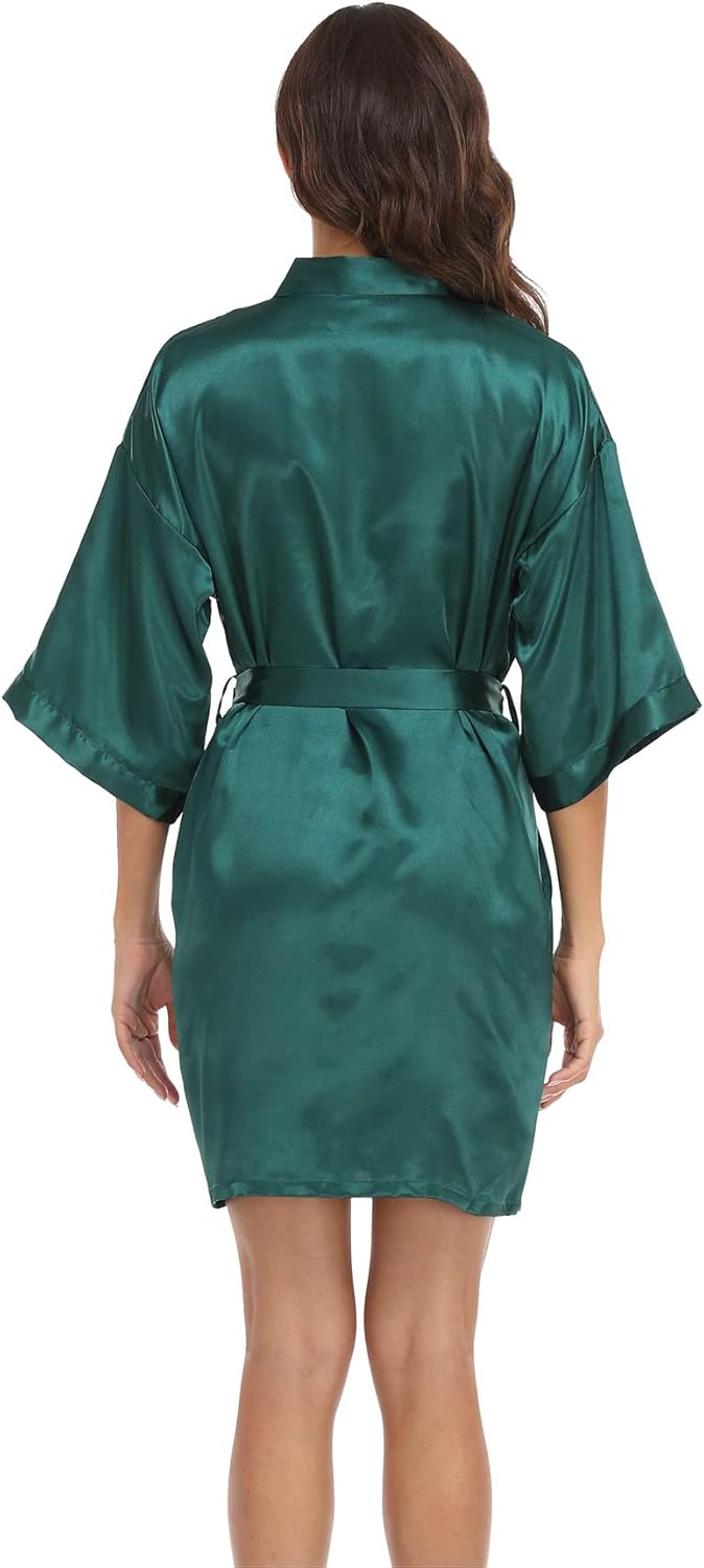 Women's Satin Kimono Robes Bridesmaid Wedding Robes Silky Bathrobes Summer Loungewear - Image 6