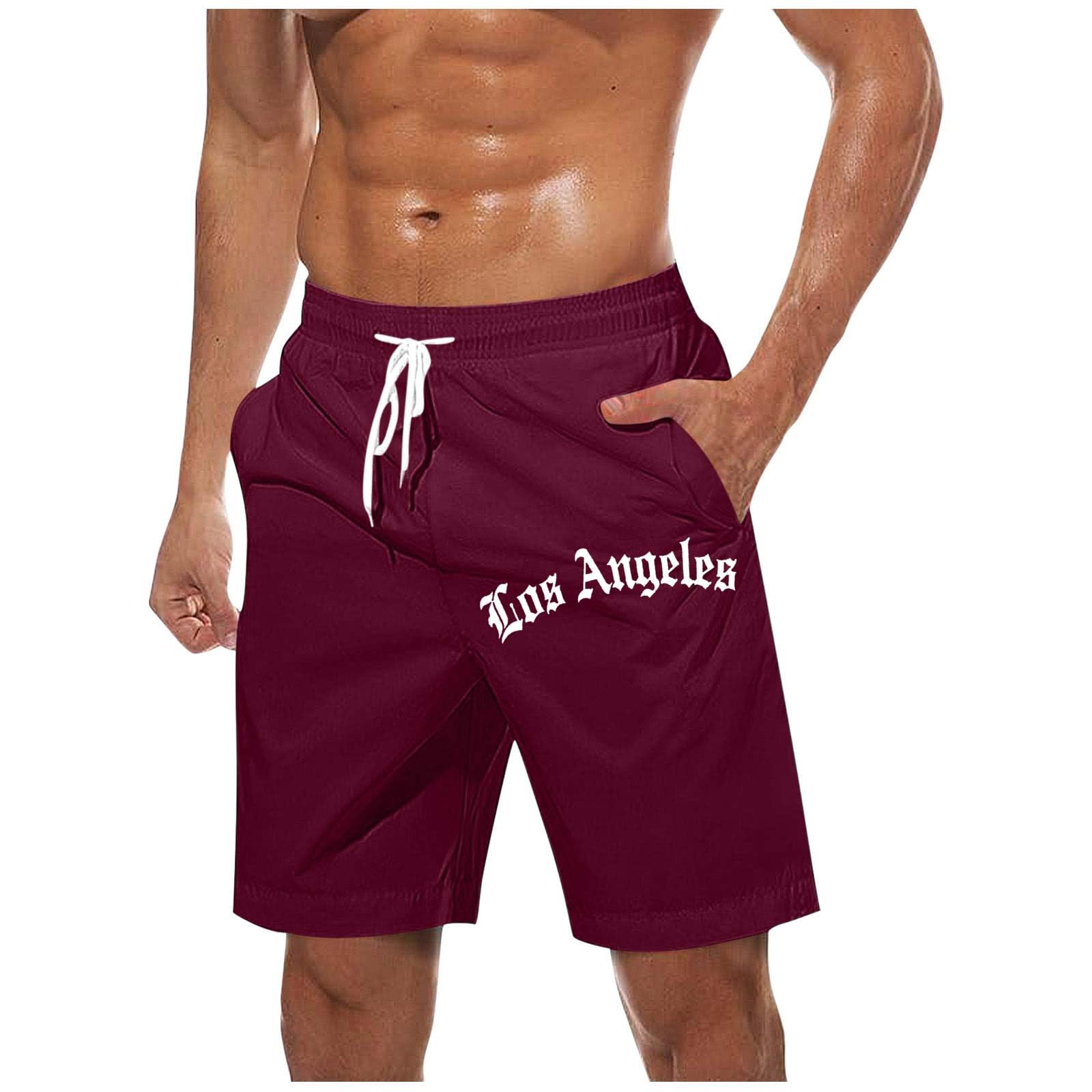 Cambkatl Big and Tall Men's Running Athletic Shorts Casual Summer Elastic Waist Quick Dry Beach Swim Trunks with Pockets