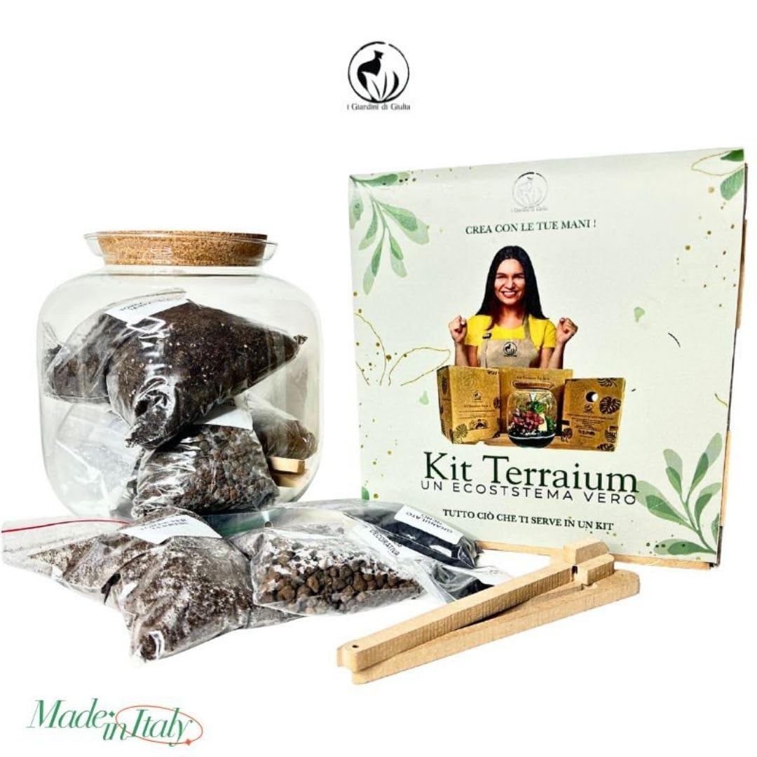 Kit Terrarium in Vetro con Tappo in Sughero, Ecosistema Autosufficiente per Piante, Kit Terrario Completo Senza Pianta, Arredo Naturale per la Casa,Giardino in vetro fai da te