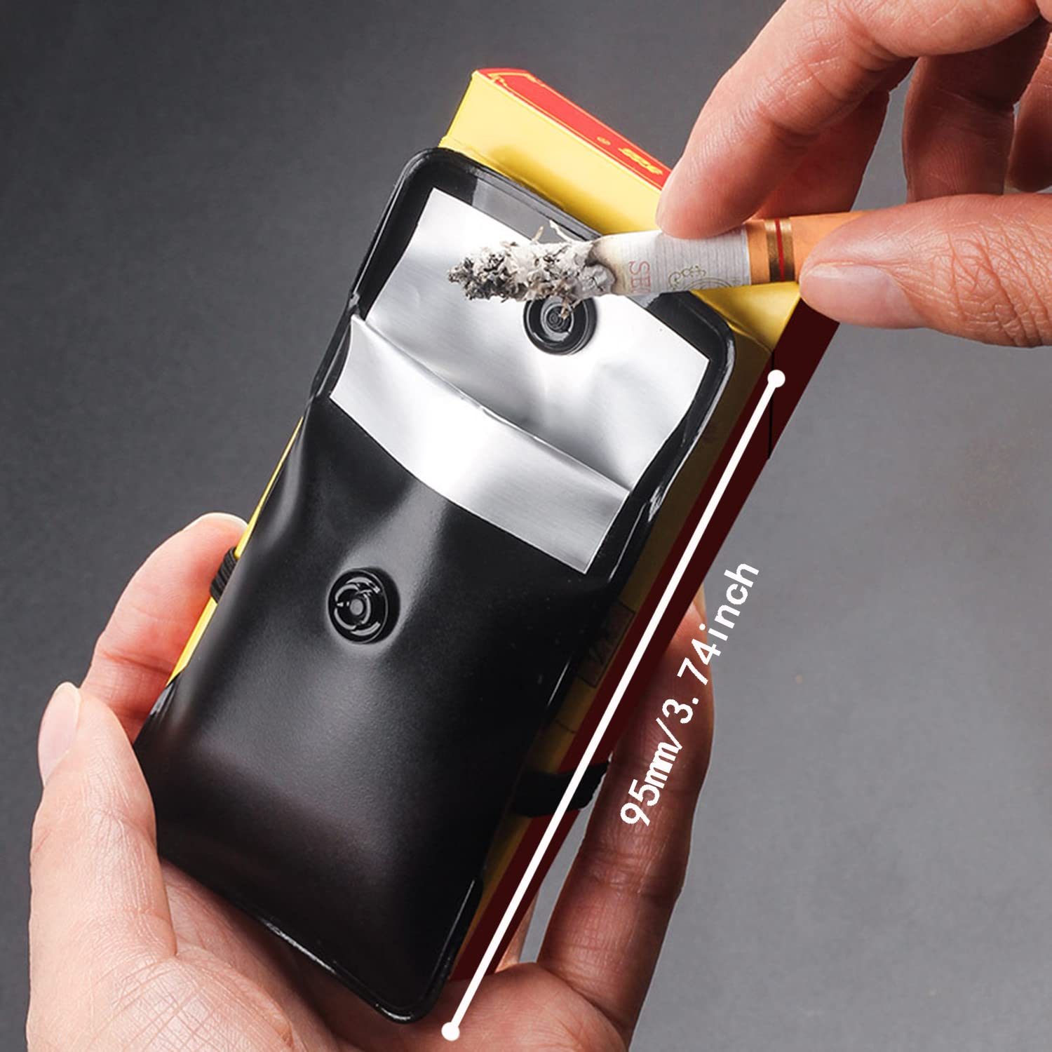 2Pcs Pocket Ashtray Pouch and 2Pcs Silicone Cigarette Holder Set, Fireproof Foil Ash Pouch Hang Cigarette Case Portable Odor free, Adjustable Finger Rings holder Clip for Gaming Or Office Use